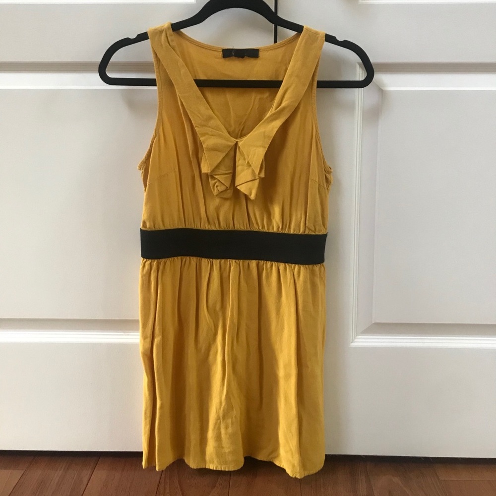 F21 Mustard gold mini length  v cut dress